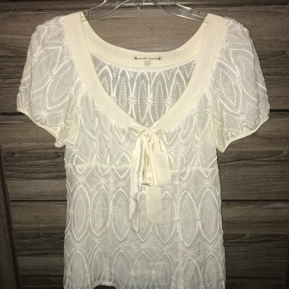 Nanette Lepore cream blouse, sheer with silk